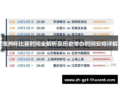 澳洲杯比赛时间全解析及历史举办时间安排详解 澳洲杯比赛时间全解析及历史举办时间安排详解